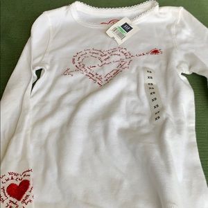 Gap Heart Shirt LS  NWT XS